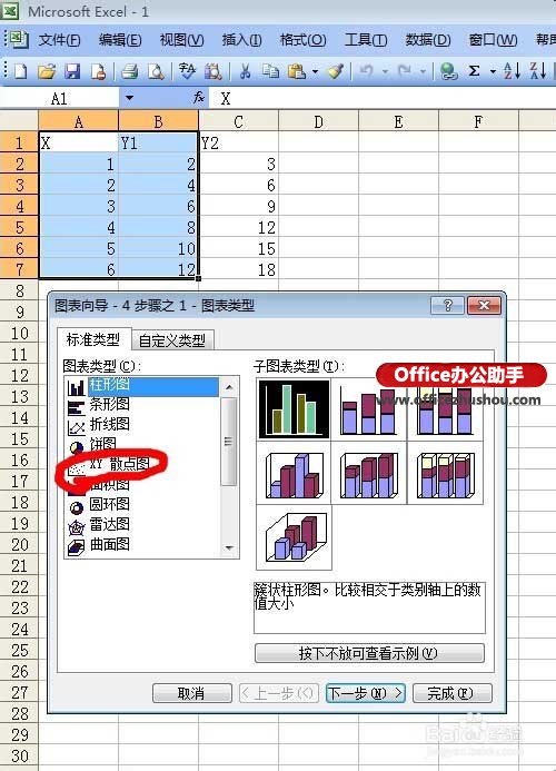 excel函数图像绘制软件 Excel2003将两条图像绘制在一个图里的方法