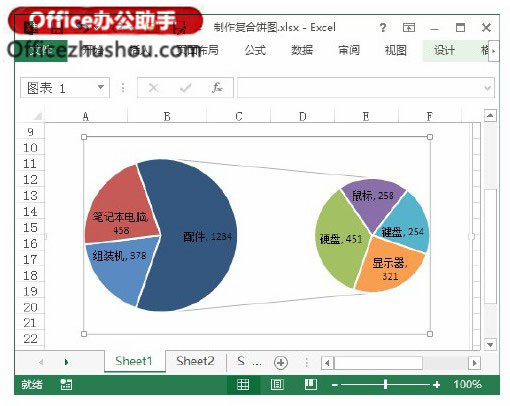 excel复合饼图如何关联数据 Excel中利用复合饼图显示数据的方法
