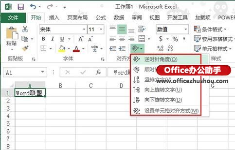 使用Excel 2013中对齐方式的ab按钮实现文字方向调整的方法