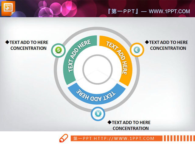 循环关系PPT模板下载 三元素循环环绕PowerPoint说明图模板