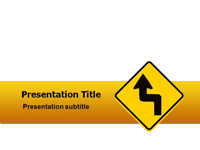 黄色PPT背景 黄色交通警示PowerPoint模板免费下载