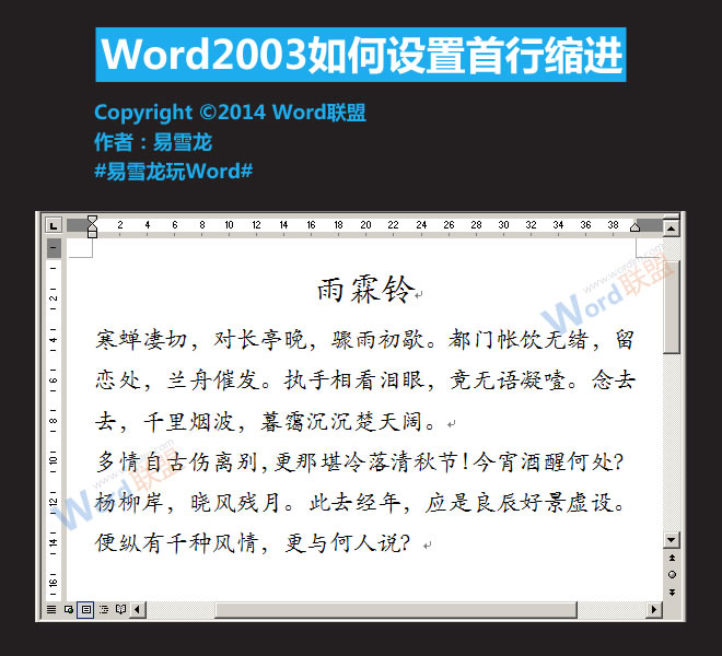word文档首行缩进 Word2003如何设置首行缩进