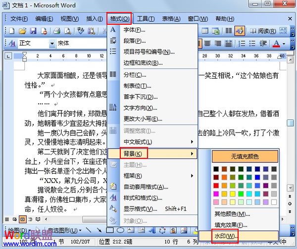 怎么给word添加水印 Word2003中文字水印与图片水印的添加