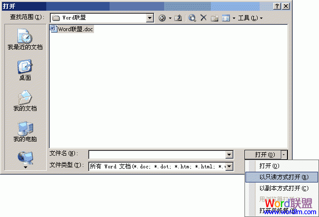 word打开文档 Word2003基础教程4 - 以只读方式打开文档