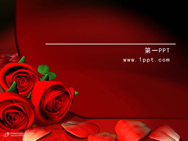 红色背景玫瑰花PPT背景图片 红玫瑰爱情PPT背景图片