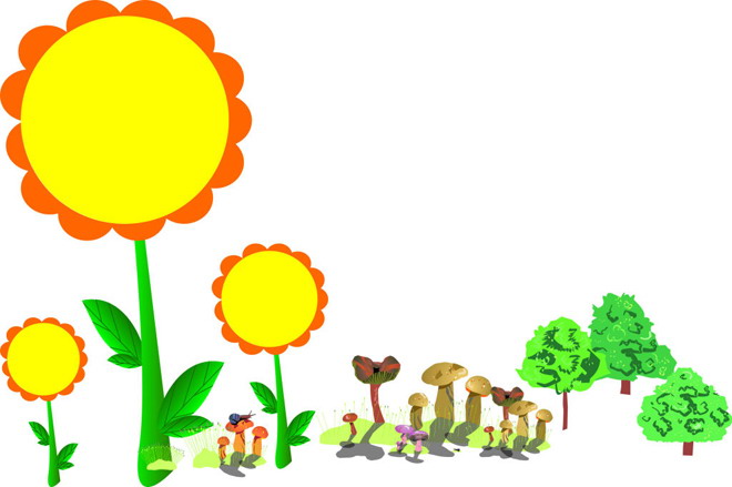 植物PPT背景图片 黄色向日葵卡通边框PPT背景图片