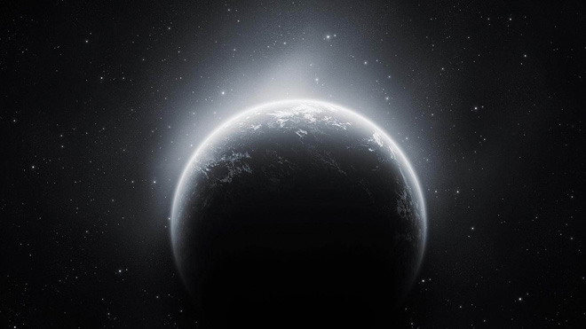 星球PPT背景图片 黑白唯美星球PPT背景图片