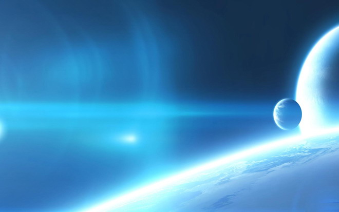 星球PPT背景图片 一组唯美蓝色星空星球PPT背景图片